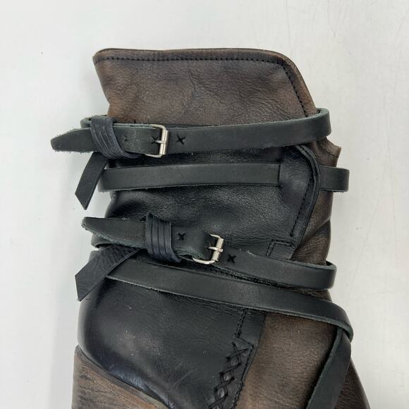 Freebird by Steven Baker Boots Wrap Leather Detail Distressed Brown Western - Picture 6 of 10